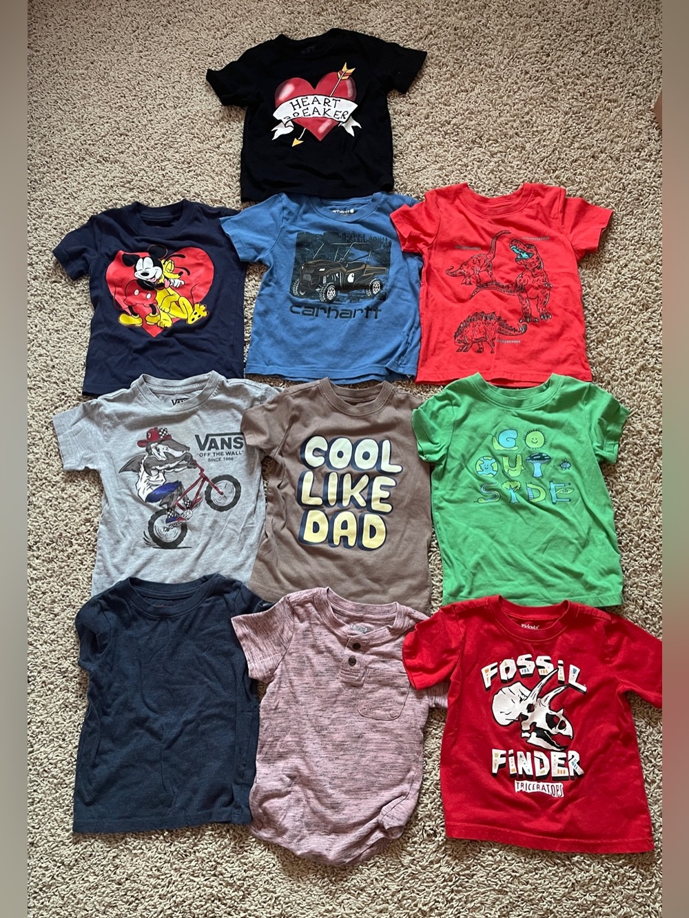 10 Boys T-Shirts Size 2T Bundle – Vans, Carhartt, Disney & More